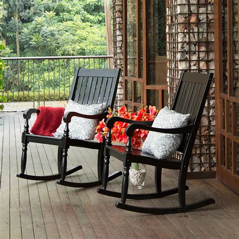 Bonn Solid Wood Black Oversized Outdoor Rocking Chair Cambridge Casual