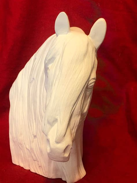 Ceramic Friesian Horse Bust In Bisque Ready To Paint