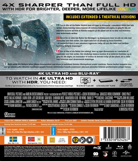 Jurassic World 3 Dominion Extended Edition 4k Ultra Hd Blu Ray