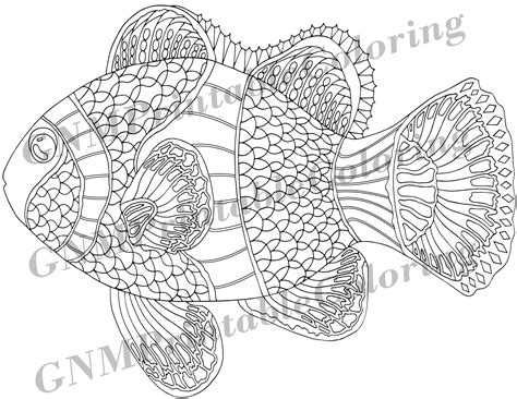 Check spelling or type a new query. Clownfish - PDF Zentangle Coloring Page - Therapy Coloring - Under the Sea - Digital Download ...