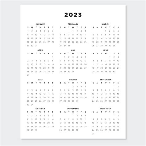 2023 Minimalist Letter Printable Calendar 2023 Simple Etsy