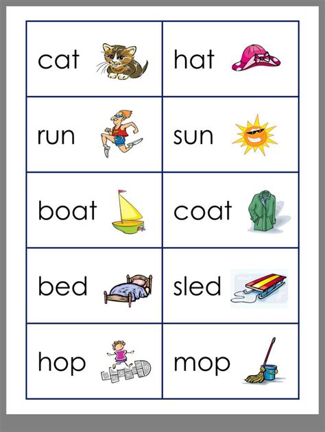 Free Printable Rhyming Words For Kindergarten Printable Templates