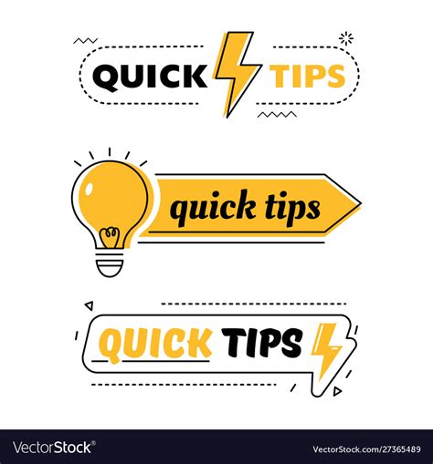 Set Quick Tips Helpful Tricks Tooltip Hint Vector Image