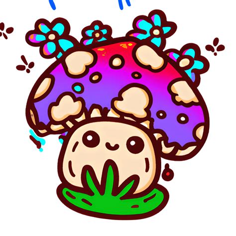 Adorable Rainbow Kawaii Mushroom Sticker · Creative Fabrica