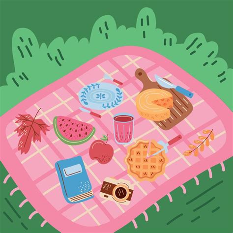 Picnic Time Top View 11035072 Vector Art At Vecteezy