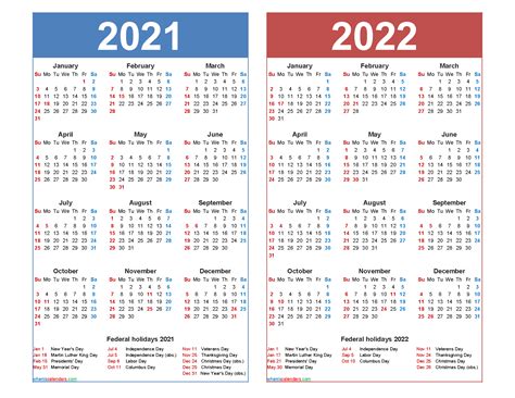 5 Day Weekly Calendar Printable Ten Free Printable Calendar 2021 2022