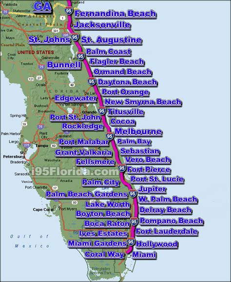 Interstate 95 Florida Map Map Of Florida Florida East Coast Beaches