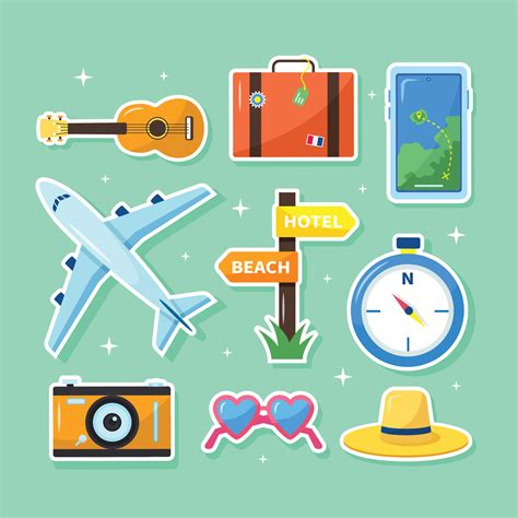 Travel Elements Collection Sticker Pack 5441310 Vector Art At Vecteezy