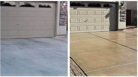 Driveway Concrete Stain And Seal Before And After Garage Floor