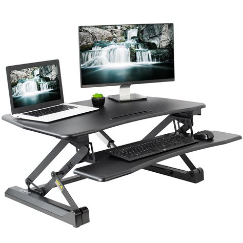 Vivo Black Electric Height Adjustable Standing Desk Tabletop Monitor