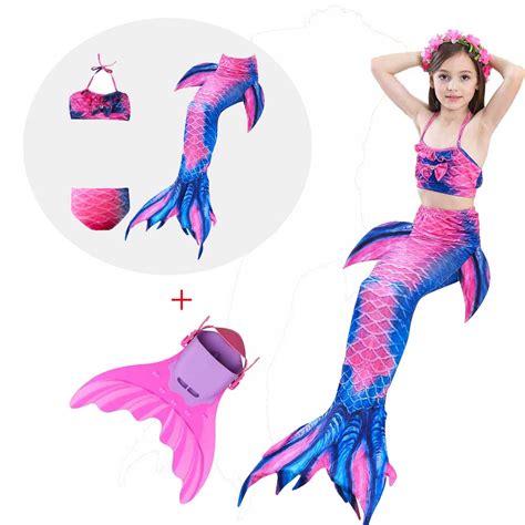 2018 New Girls Kids Swimsuit Ariel Swimmable Mermaid Tail Swimming
