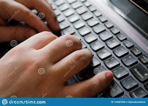Keyboard Work On A Laptop Typing Text Job Text Letters Brushes On