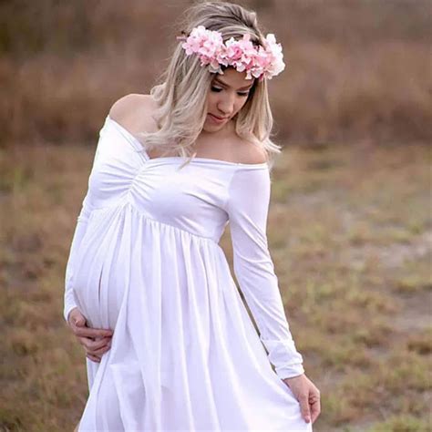 pregnant women maternity clothes gown photo photography prop maxi dress new women off shoulder
