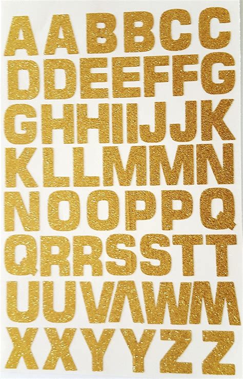 52 Glitterati Gold Glittery Self Adhesive Alphabet Letter Stickers