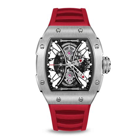 Skeleton Hourglass Silvery Watch Red Strap Buy Quartz Sports