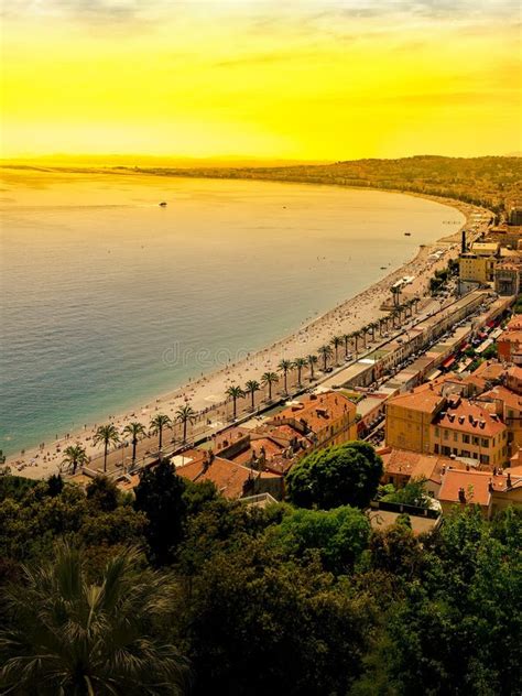 Azure Coast In Nice France At Sunset Stock Image Image Of Hotel