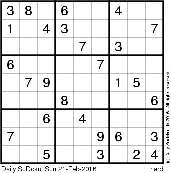 Sudoku puzzles to print and solve. The Daily SuDoku