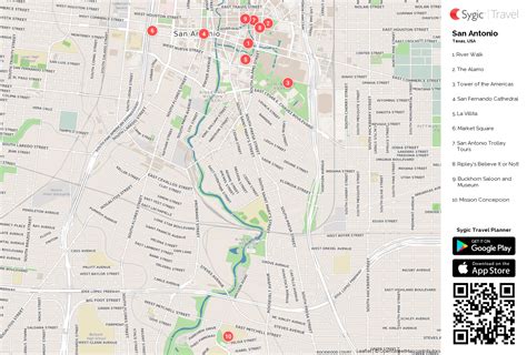Map of san antonio (texas / usa), satellite view: San Antonio Printable Tourist Map | Sygic Travel