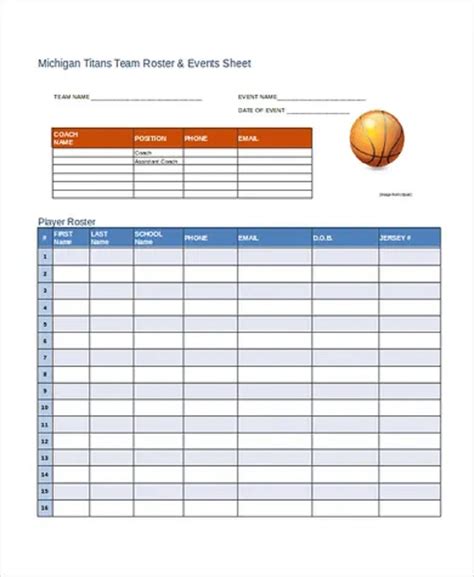 Team Roster Template With Pictures Printable Templates
