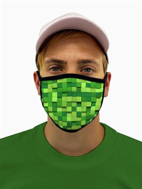 Creeper Green Face Mask With Filter Pocket Designer Face Etsy In 2021