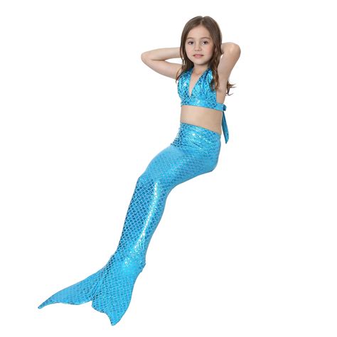 3pcsset Children Mermaid Tail Cosplay Costume Dress For Girls Kids