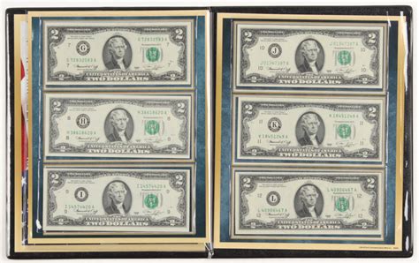 Set Of 12 Federal Reserve Bicentennial 2 Two Dollar Bill Collection
