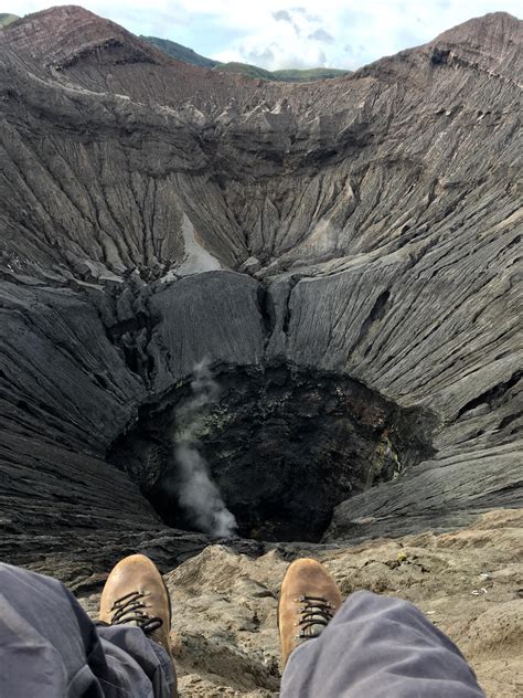 Sitting On The Rim Of Mount Bromos Crater In Indonesia A Really Awe