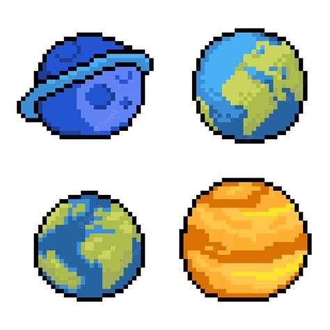 Premium Vector Planets Pixel Art 80s Style Set 8bit Sprites Solar