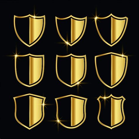 Free Vector Nice Golden Security Symbols Or Shield Set
