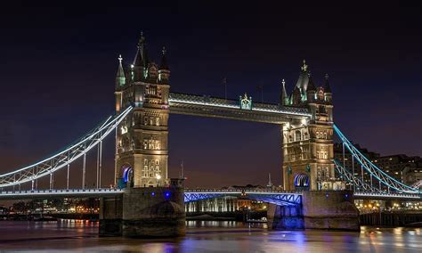 Tower Bridge Bridge Night City London River Thames Landmark Uk