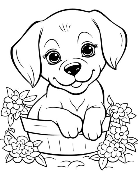 Cute Dog Coloring Pages Easy Cute Dog Coloring Pages For Kids And Adults