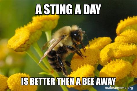 A Sting A Day Is Better Then A Bee Away Good Guy Bee Make A Meme
