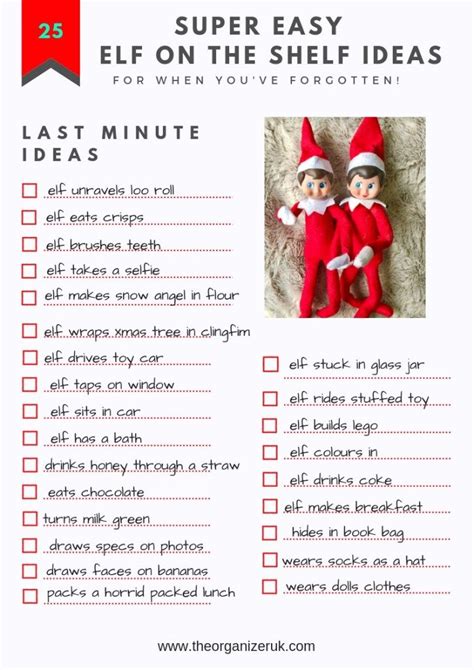 simple elf on the shelf ideas checklist christmas card all things christmas christmas holidays