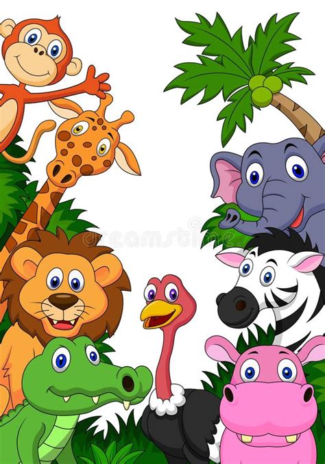 Animal Sauvage De Bande Dessinée Dans La Jungle Illustration De Vecteur