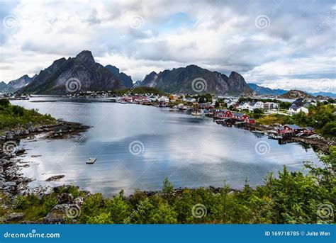 Reinenorwegian Fishing Village At The Lofoten Islands In Norway Stock