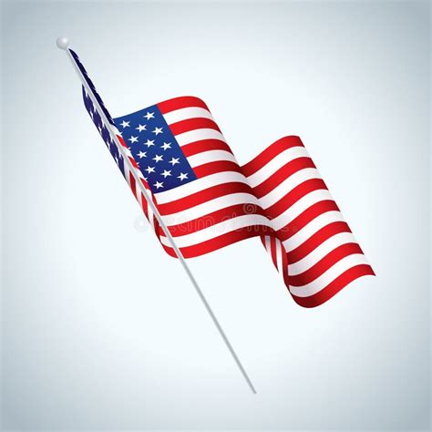 American Flag On Pole Waving Illustration Stock Vector Illustration