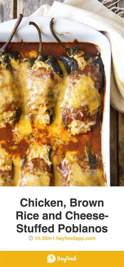 Chicken Brown Rice And Cheese Stuffed Poblanos Recipe