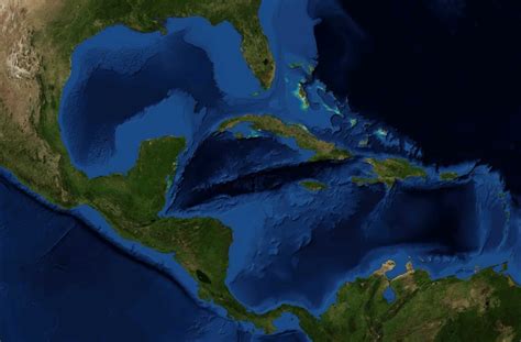 Mapa De América Central Y Del Caribe Satelital Tamaño Completo