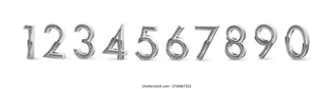 Silver Numbers Isolated On White Background Stock Vector Royalty Free