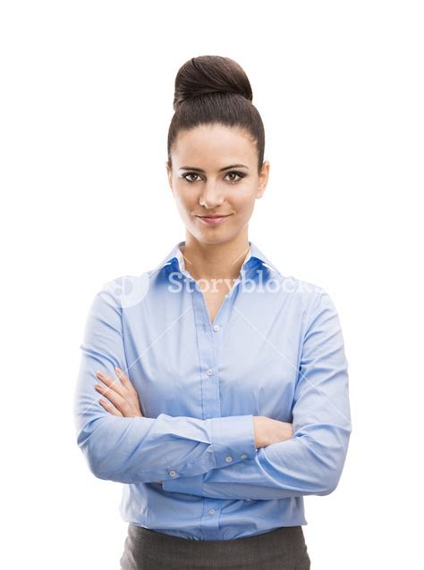 Professional Business Woman In Modern Shirt Isolated Over White