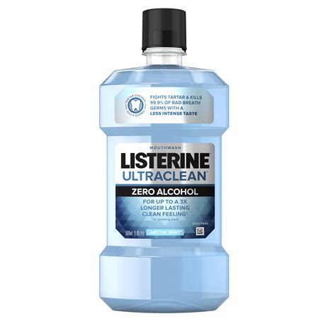 Listerine Ultraclean Zero Alcohol Tartar Mouthwash Arctic Mint 500 Ml