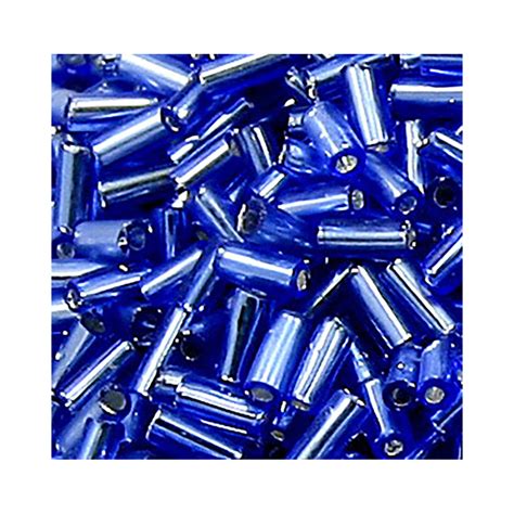 5mm Glass Bugle Beads Silverlined Blue 20g