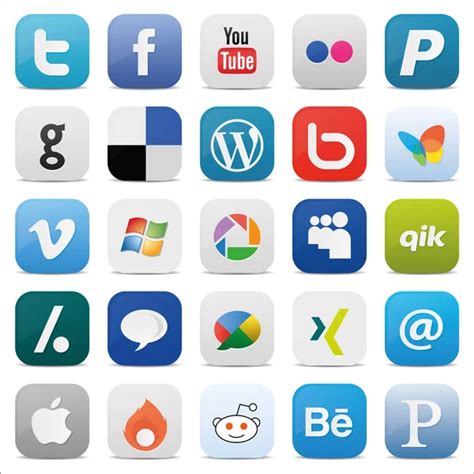 60 Social Media Icons Square Version — Stock Vector © Karlos1991 22342435