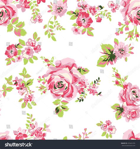 Wallpaper Seamless Vintage Pink Flower Pattern 스톡 벡터 435461476