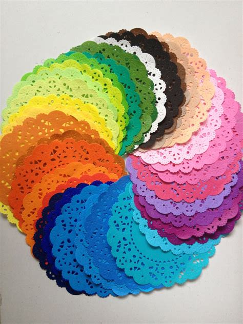 10 Colored Paper Doilies Pattern Design Round Paper