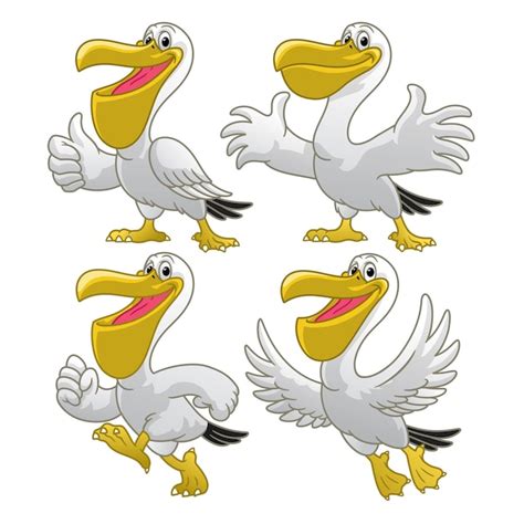 Premium Vector Set Cartoon Of Happy Pelican Character