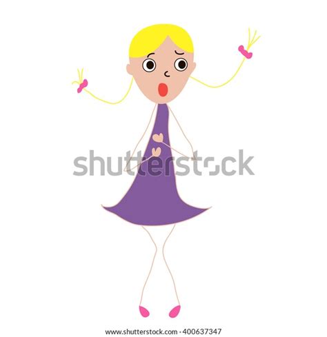 Vector Isolated Stick Figure Girl Surprised Stock Vector Royalty Free