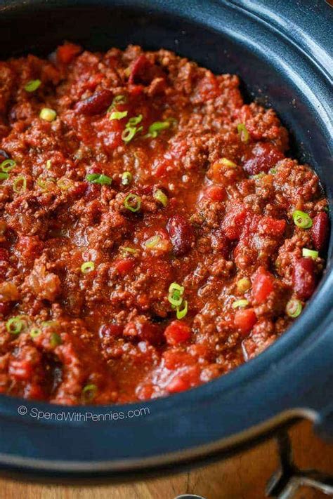 Here are some we thought of a great slow cooker recipes stash and a crockpot can make dinner incredibly easy, healthy, and delicious. Easy Crock Pot Chili Recipe - Spend With Pennies