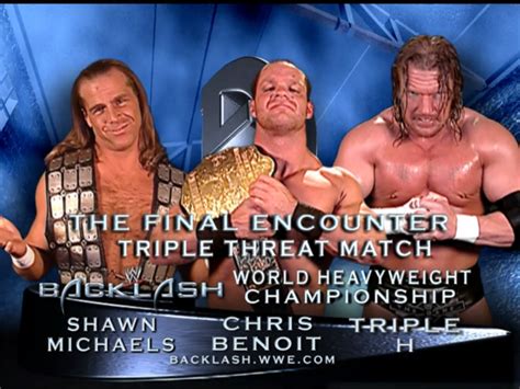 Backlash 2004 Shawn Michaels Vs Chris Benoit Vs Triple H Final Match