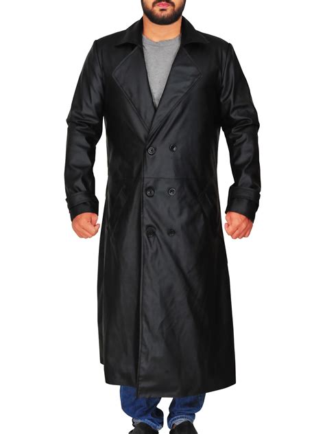 Mens Black Leather Trench Coat Men Jacket Mauvetree